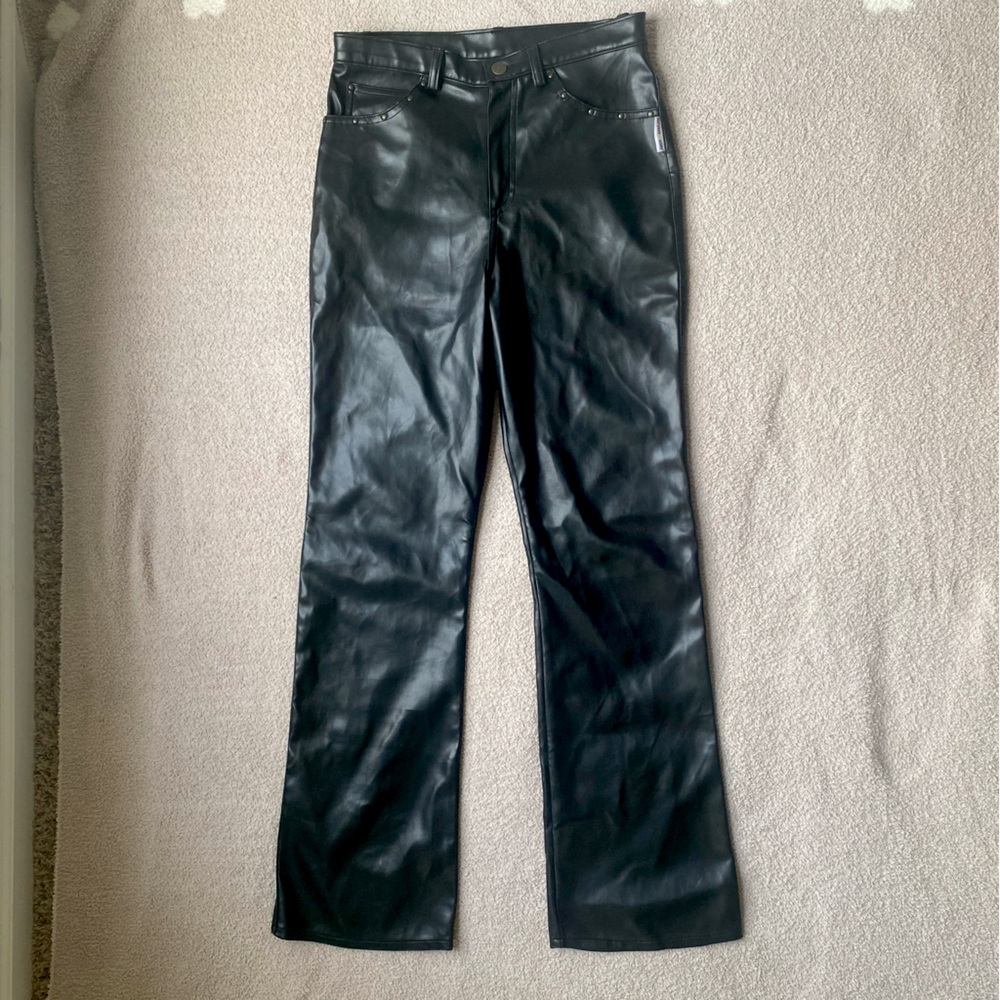 Girls Vintage Mary-Kate and Ashley Size 16 Black Faux Leather Pants